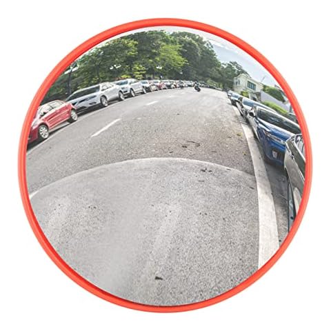 MorNon Convex Mirror Driveway Traffic Mirror 130 Degree Wide Angle Security Curved Road Safety 30cm 12" for Home Office Outdoor Garage Traffic Signal Burglar Round Blind Spot Mirror Cover