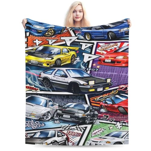 頭文字D 毛布 ブランケット 大判 フリーサイズ 暖かい 軽量 ふわふわ 一人用 ソファ ベッド オフィス 膝掛け 洗える 秋冬60"x50"