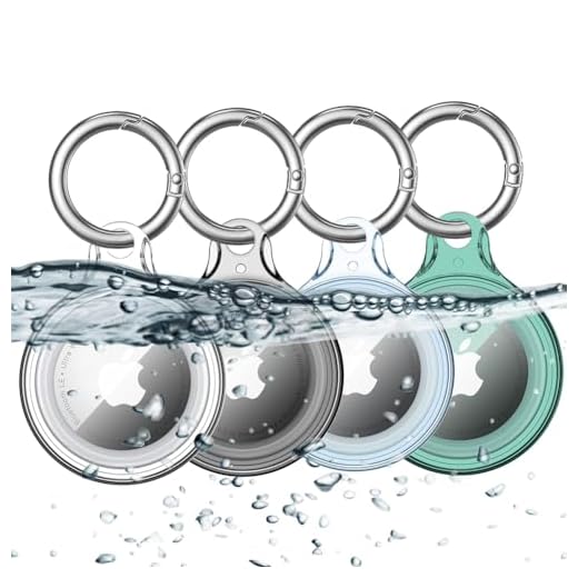 COOLQO Pacote com 4 porta-chaves AirTag IPX8 à prova d'água 3M compatível com Apple Air Tag, capa protetora resistente à prova de choque com rastreador com chaveiro (transparente +