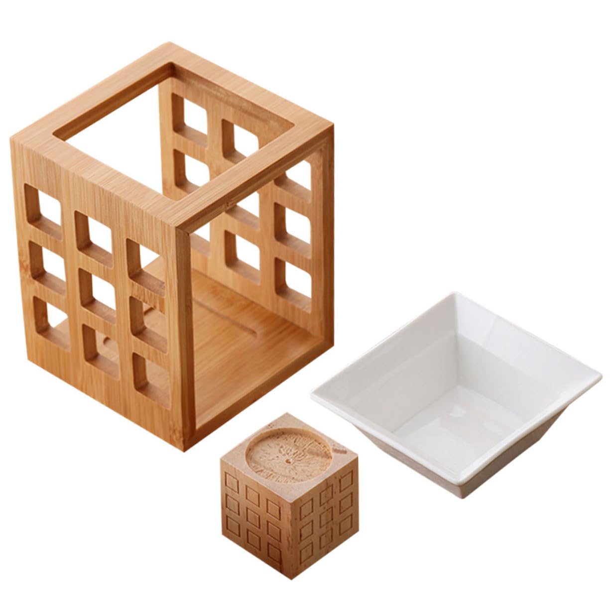 Alipis Quemador de Aroma de Madera y Cerámica para Aceite Esencial Capacidad de 150ml, Difusor de Cera para Sala y Dormitorio, Diseño Elegante y Funcional