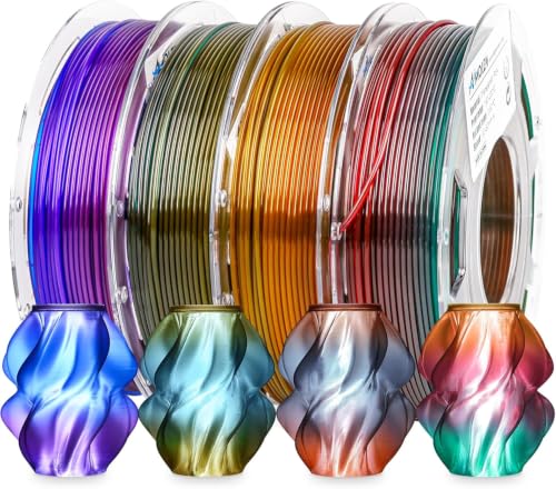 Image of AMOLEN 3D Printer Filament Bundle, PLA Filament 1.75mm Transparent Multicolor, with Light Transmission Feature,Blue Purple,Yellow Green Purple,Blue Brown,Orange Grey,200g x 4 Spools