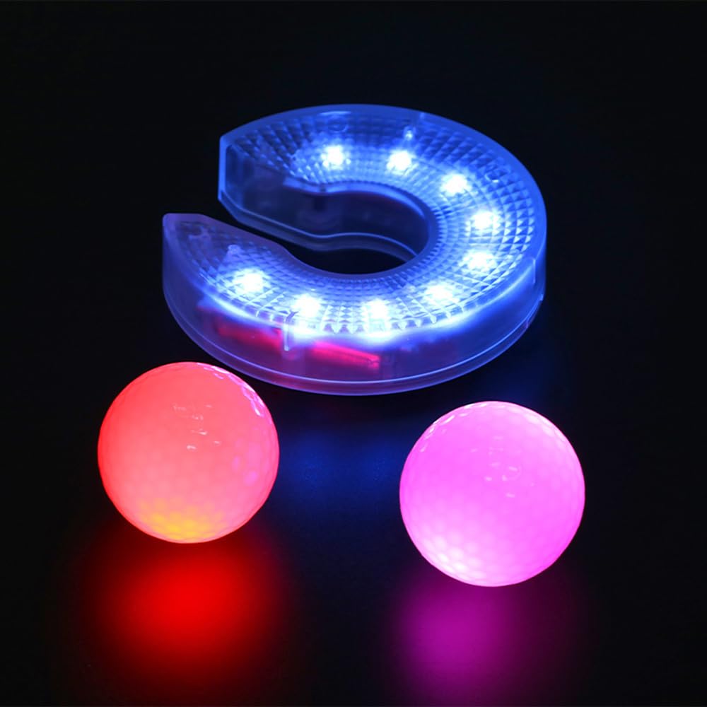 2 Stück LED Golf Loch Lichter, Beleuchtet Bei Nacht, Verstellbares Golfloch Leuchten mit Linse für Golf Party, Camping
