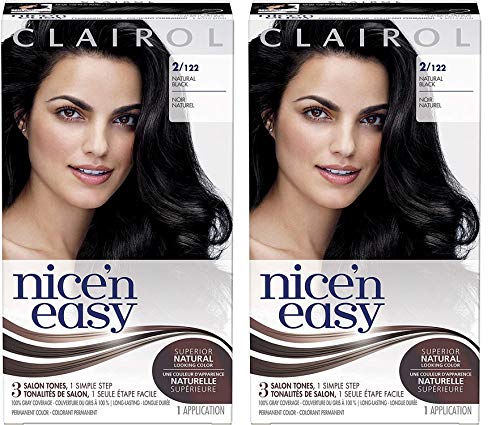 Clairol Nice'n Easy Liquid, Tinte capilar permanente de aspecto natural 2 Natural Black (ORIGINAL) 2 Pack
