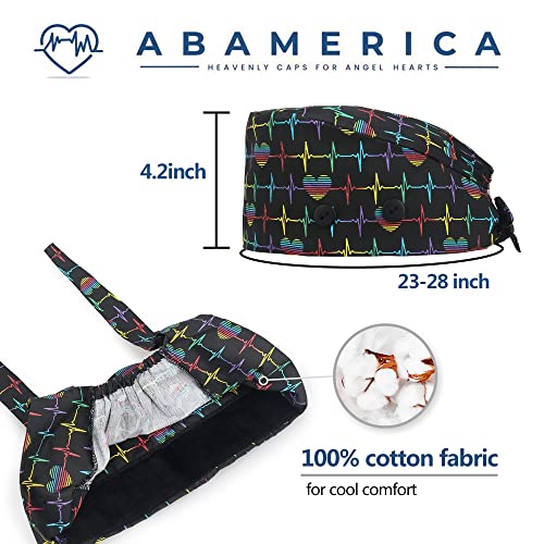 Image of ABAMERICA Working Caps with Button and Sweatband, Adjustable Working Hats for Women Men, One Size(Tie Back or Toggle)