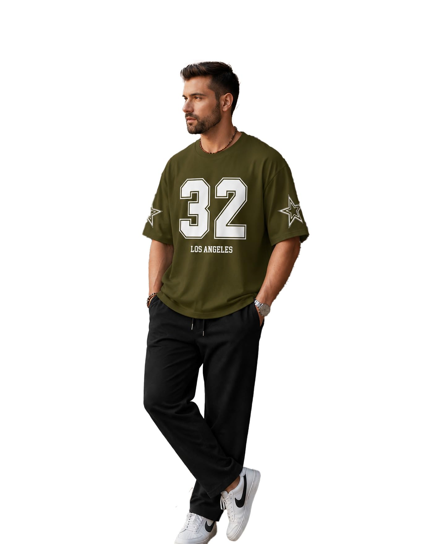 ausk Men's Graphic Printed Co-Ord Set | Oversized T-Shirt & Track Pant Clothing Set | Cotton Blend Casual Summer Wear Streetwear Outfit for Men-picture-50