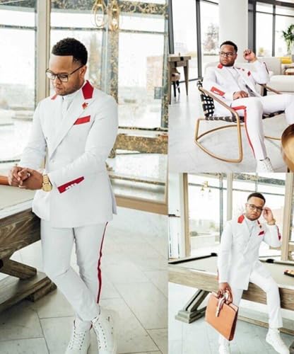 Men's Double Breasted Suit Two Pieces Set Peak Lapel Tuxedos Jacket + Pants for Wedding Homecoming3