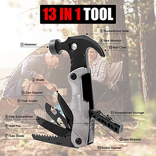 Gifts For Dad From Daugther Son Wrooc Stocking Stuffers Car Accessories, Camping Multitool Multi-Hammer,Cool Gadgets For Men Him, Useful Birthday Gifts For Him/Husband/Boyfriend Valentines Gift #TOP1
