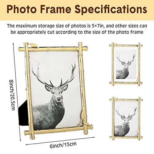 Chunful 4 Pieces 5 X 7 Inch Gold Metal Picture Frames Bamboo Design Metal Frame Vintage Gold Frame Photo With Soft Velvet Backing For Desktop Decorations #TOP1
