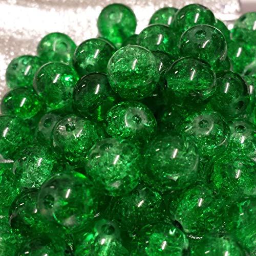 100 perles en verre craquelé vert de 8 mm Cover