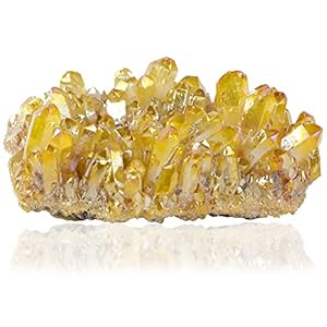 NUOTE Healing and Crystal Stone Natural Crystal Rocks Geode Stone Specimen Yellow Crystal Stone Yellow Crystal Cluster Clear Quartz 2” Healing Rock (Yellow)