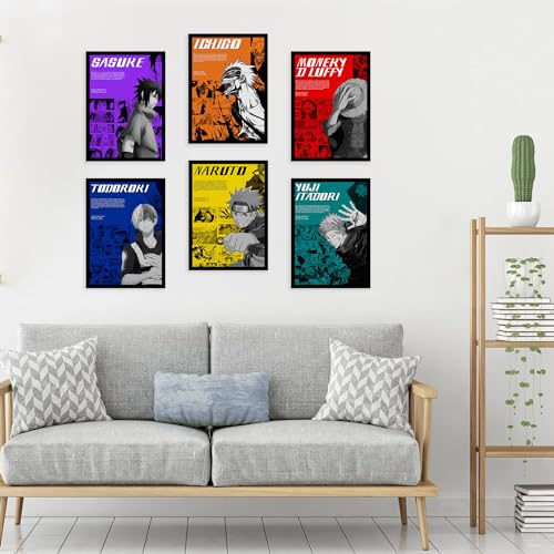Image of CodersParadise Wood Amine Random Wall Poster Frames - Pack Of 6 | 8 X 12Cm (A4 Size) | Aesthetic Artwork Framed Posters | Framed Posters For Living Room