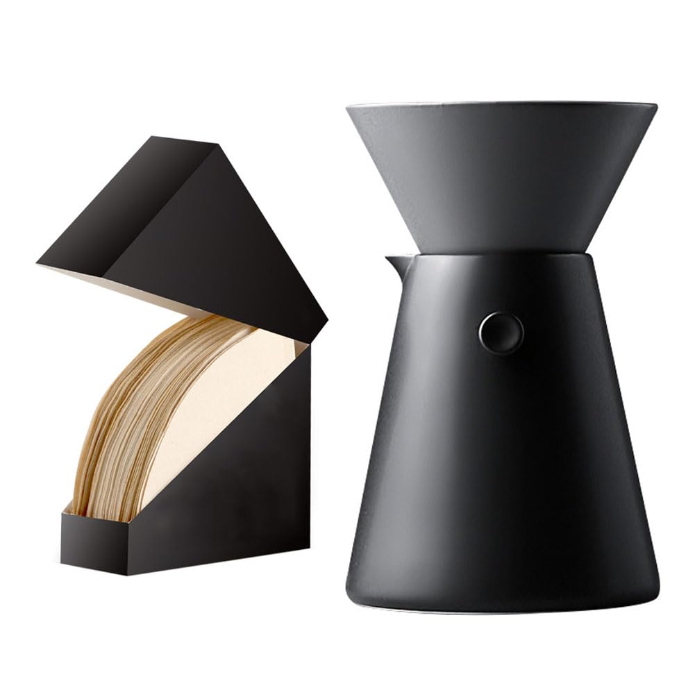 Juego de cafetera de cerámica, gotero V60 y filtro de café, embudo de cono para café, cafetera de goteo, 1-2 tazas