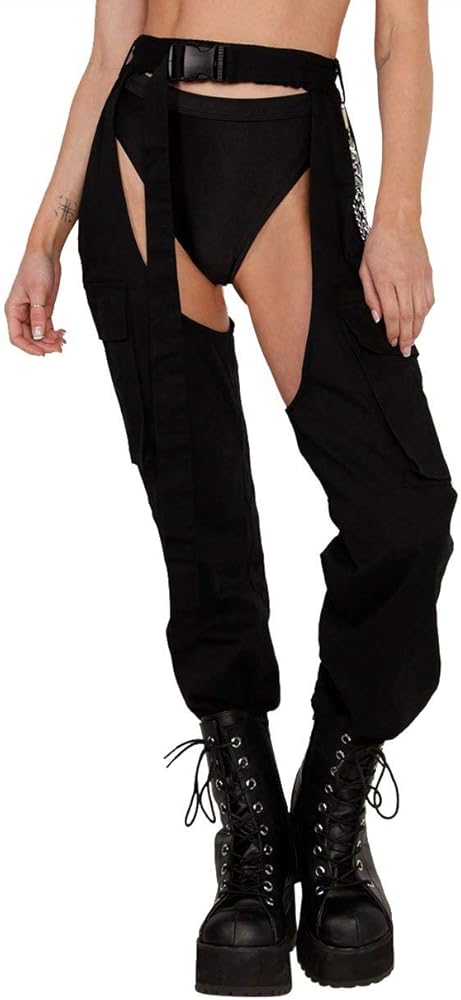 Amazon Com Iheartraves Darkest Hours Chain Cargo Chaps Black Small Clothing