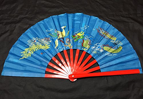 Amazon.co.jp: 中国武術 太極拳 扇 双扇子 龍/鳳凰 水色 2本