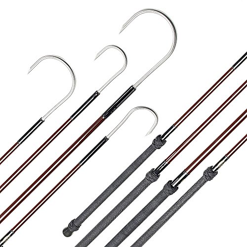 Aftco GAFFF24BRWN Tapered Fiberglass Gaff with 2-Inch Hook, 4-Foot, Brown