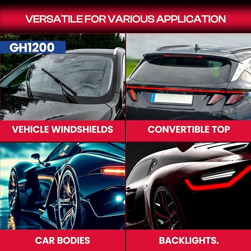 GH1200 Polyurethane Windshield Adhesive Cures in 24-48 Hrs - 12.5 Oz Ultra Strong Non-Drip Formula - Caulk-Friendly Windshield Glue - Impact & Vibration Proof Seals - Weather Resistant Window Adhesive