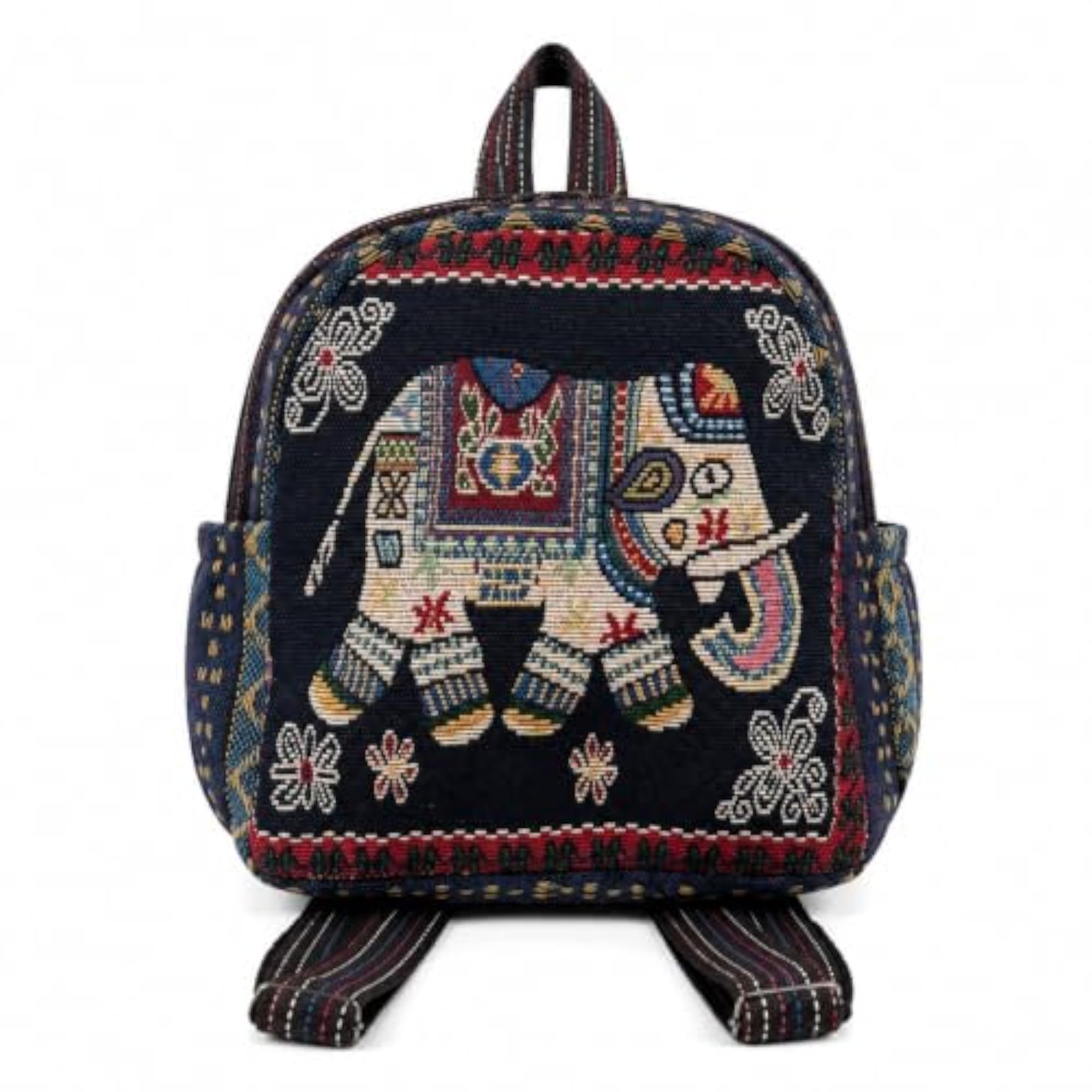 Traditional Elephant Embroidered Mini Backpack for Women