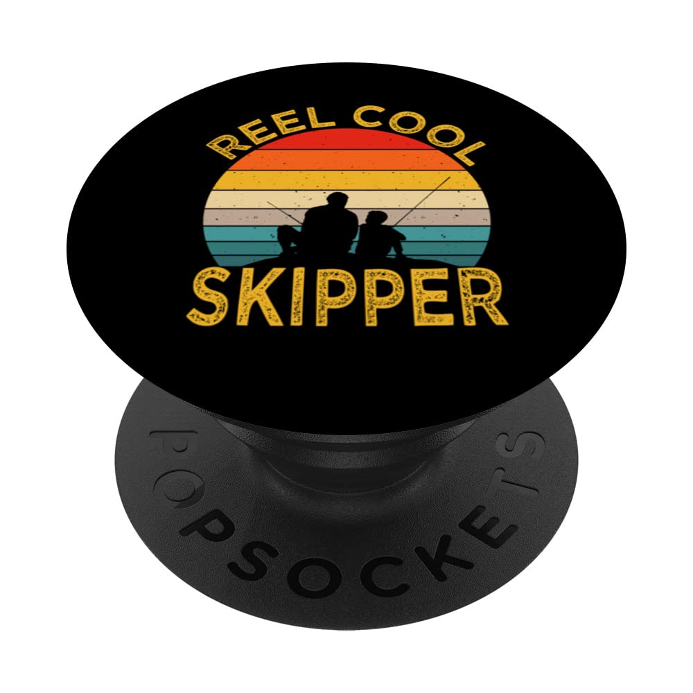 Reel Cool Skipper Fishing Daddy Vintage Grandpa Fathers Day PopSockets Swappable PopGrip