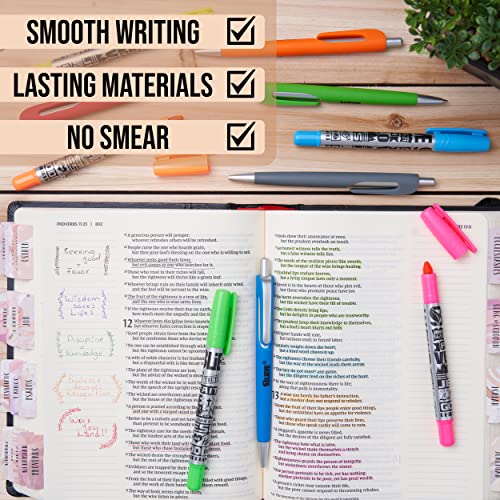 Image of BLIEVE - Bible Journaling Kit With Gel Highlighters And Pens No Bleed, Scripture Markers and Pencils Supplies, Stencils Planner Set For Coloring Journal Art Illustrated By Faith Christian Gifts 24pcs