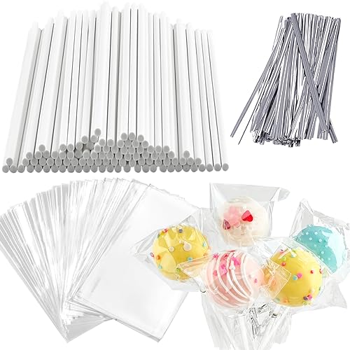 JOERSH Cake Pop Sticks Cakepop Taschen und Gold Krawatten Lollipop Sticks 6...