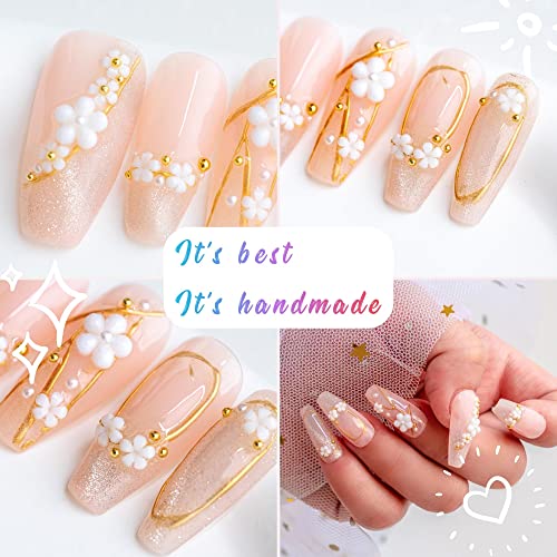 Sun&Beam Nails Handmade Press On Nails Medium Almond Light Pink Pearl Shell Glossy 10 Pieces Reusable for Everyday Wear and Special Occasions (#010 S) - Image 2