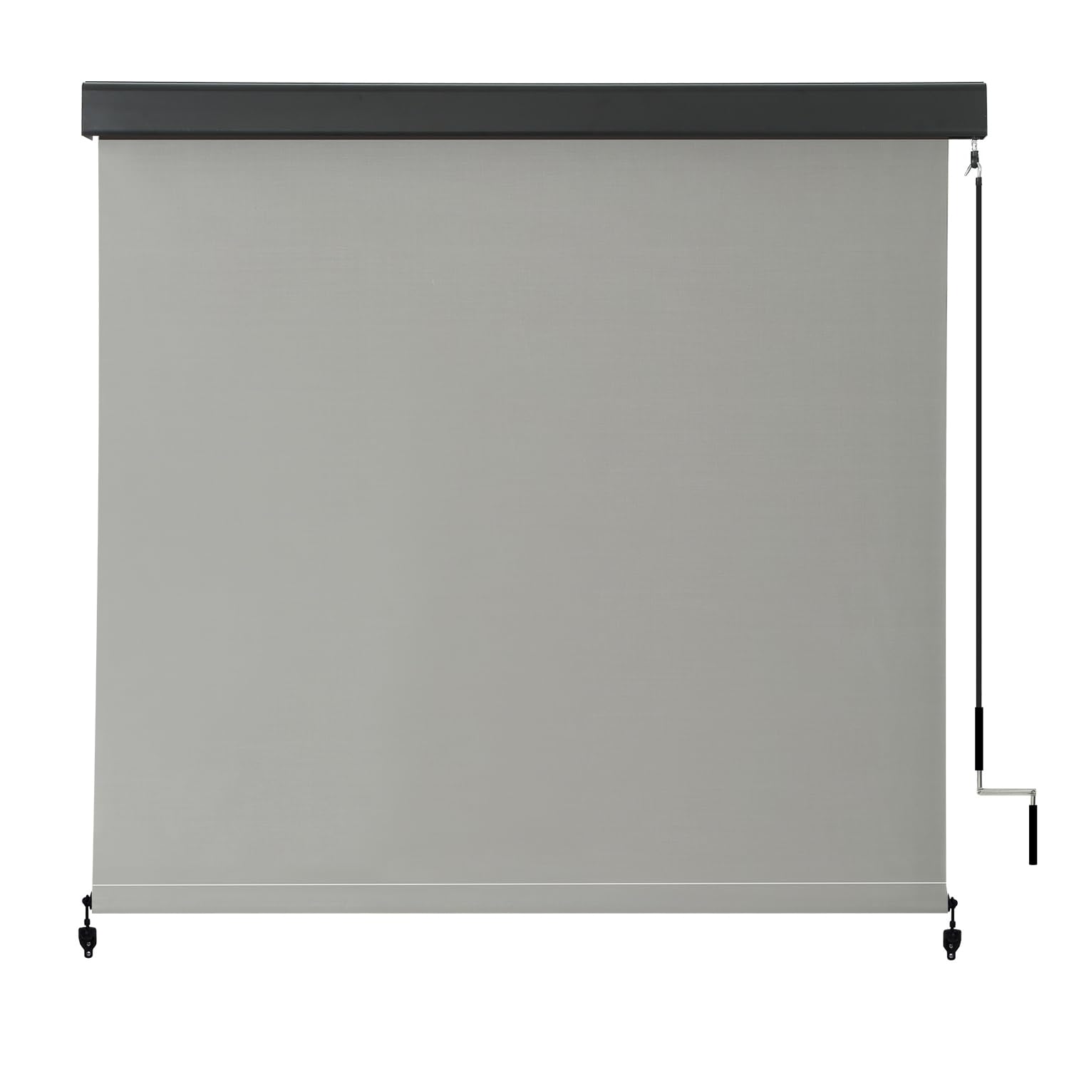 VOXBIN Outdoor Roller Shade Blinds, Exterior PVC Fabric Roller Shade with Aluminum Valance for Patio Porch Gazebo (8' W X 8' L), Grey