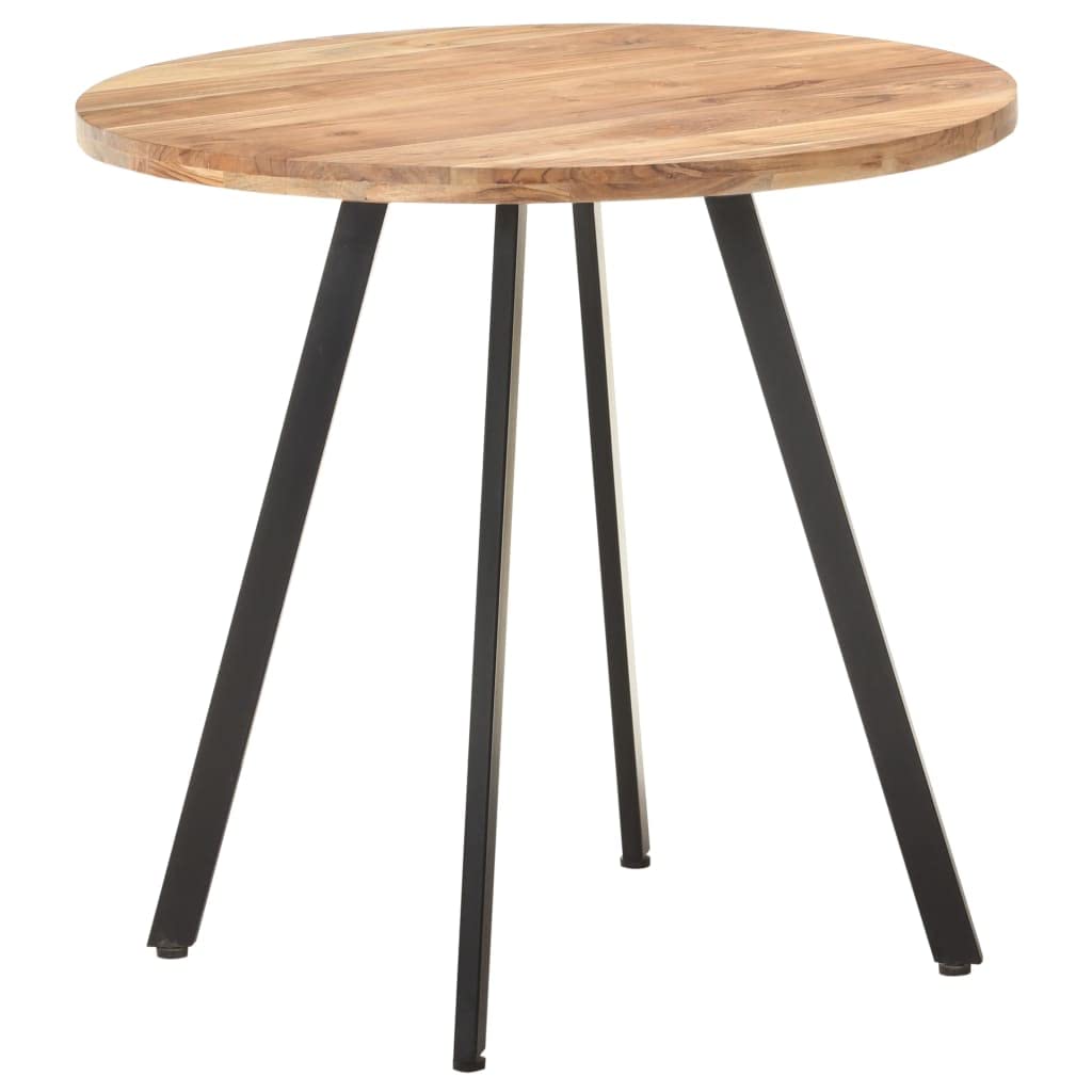 Esstisch 80 cm Massivholz Akazie mit schwarzem Eisen Gestell, Stabiler Holztisch rund, ideal für Esszimmer, Küche, Wohnzimmer, platzsparend und langlebig, modernes Industrie Design