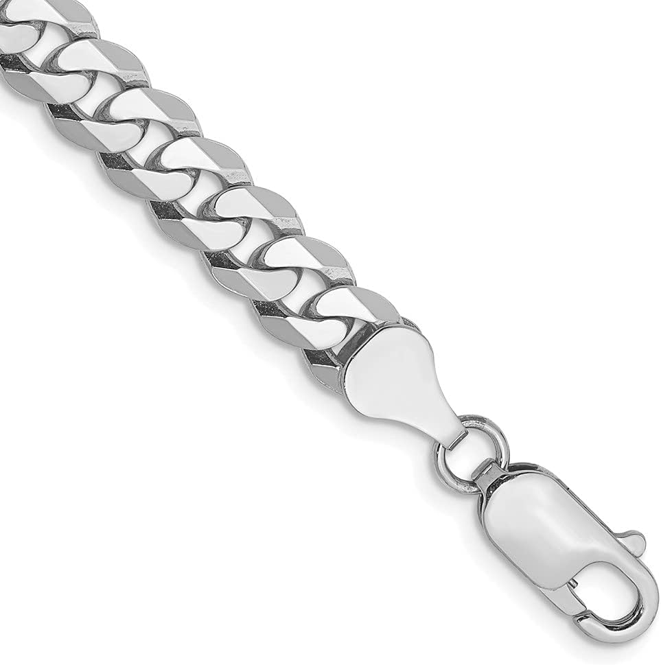 IceCarats 14K Solid White Gold 6.25mm Curb Link Chain Bracelet