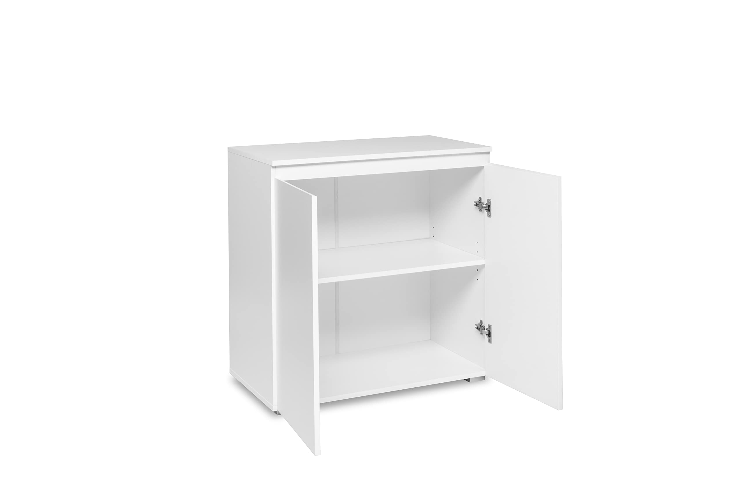 AVANTI TRENDSTORE Femie - Comó/cassettiera in legno laminato con 2 ante a battente nel colore bianco opaco, fa parte della serie di mobili Femie. Dimensioni LAP 80x80x40 cm.