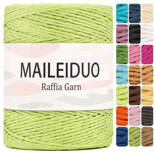 Image of Raffia Yarn for Crochet Bags Raffia Ribbon for Gift Wrapping 2mm X 328 Yards Raffia String Paper Ribbon Yarn for Sun Hat Beach Bag Crochet Crafting DIY Crafts