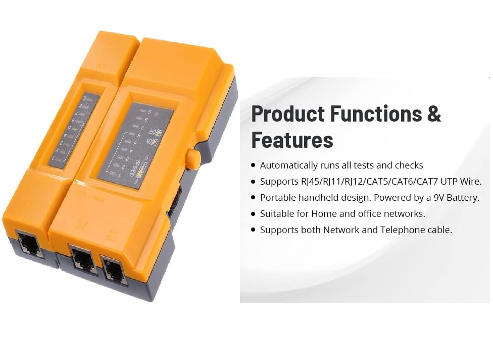 SPIN CART RJ45 Network Cable Tester for Lan RJ45/RJ11/RJ12/CAT5/CAT6/CAT7 UTP Wire Test Tool 1