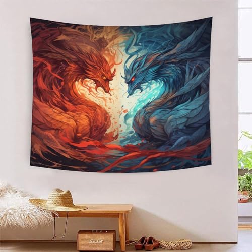 Tapisserie murale dragon 3D grand tissu pour cacher mur deco chambre