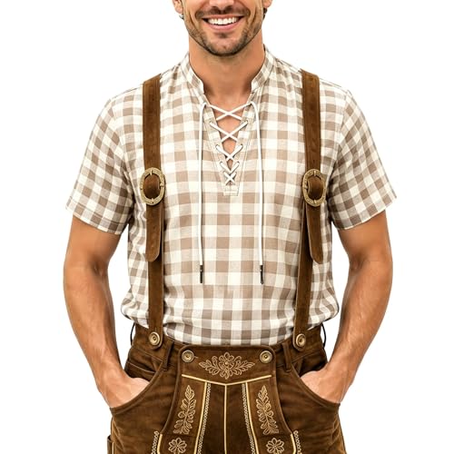 Chemise à carreaux col montant homme haut décontracté manche longue