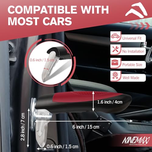 NINEMAX Car Handle Assist for Elderly, Vehicle Door Latch Handle Portable Auto Cane for Getting Out of car, Safety Grab Bar with Strap (Red) - Image 3