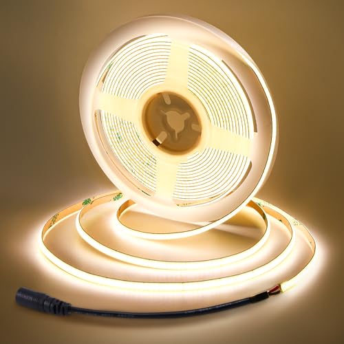 BERIXDEEP 5mm LED LED Schmal, 12V COB LED Streifen 5m, 10w/m, 400 LEDs/m, CRI 92+, Dünn LED Streifen Naturweiß für Küche, Wohnzimmer, Unterschränke und Kleiderschränke (ohne Netzteil)