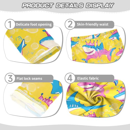 Sharks Wearing Crowns Girls' Leggings Toddler Doodles Blue Colors Kids Yoga Pants Dance Active Tights 4T3