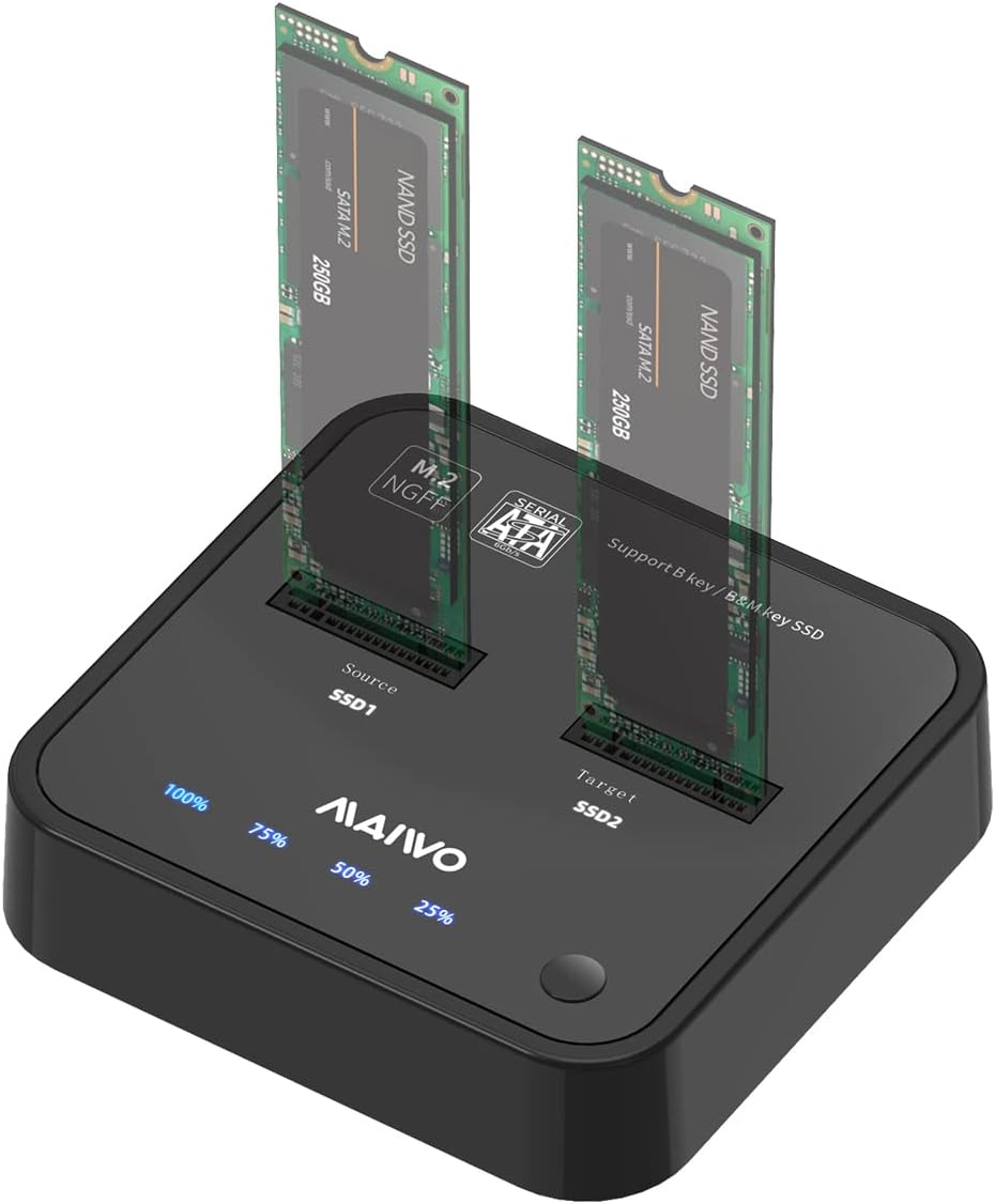 NVMe M.2 SSD Enclosure - Dual Bay Offline Cloning Station 10Gbps - Docking Station USB3.2 Gen 2 for SSD M.2 2230/2242/2260/2280 NVMe M.2 SSD Enclosure - Dual Bay Offline Cloning Station 10Gbps - Docking Station USB3.2 Gen 2 for SSD M.2 2230/2242/2260/2280