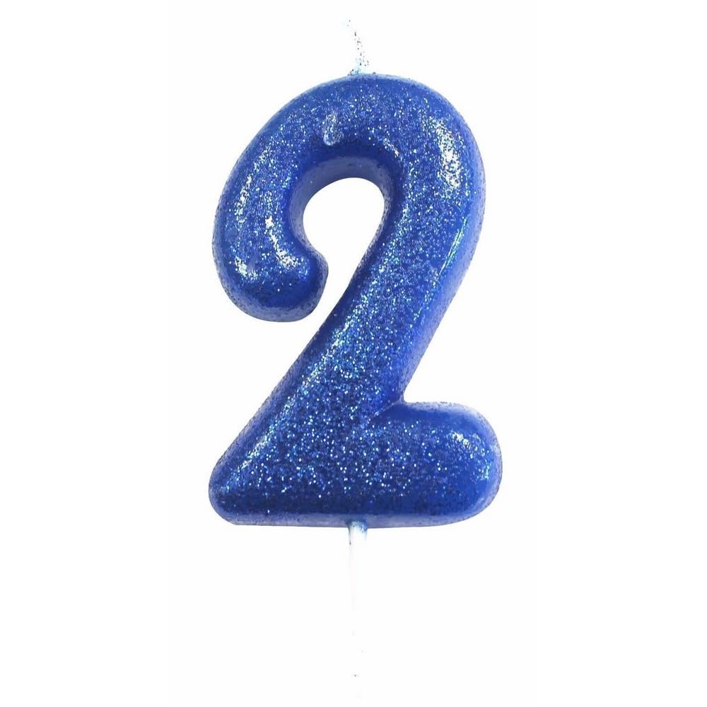 Anniversary House Blue - Glitter Number 2 Candle Number: 2