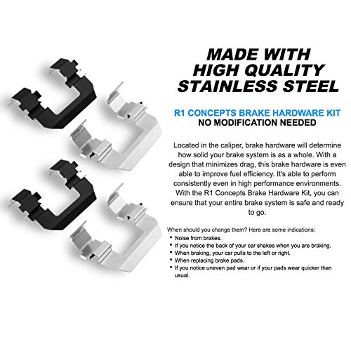 Image of R1 Concepts Front Brake Kit Fits 2014-2020 Maserati Ghibli | Optimum Oep Pads, Blank Rotors| Hardware| 13.6 inch Front