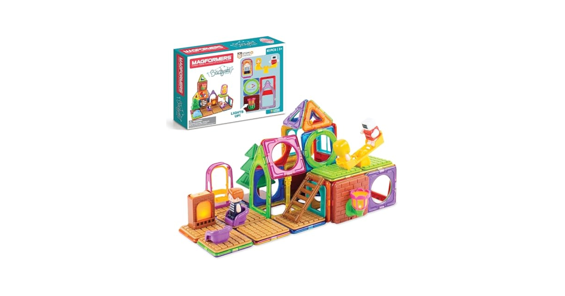 MAGFORMERS ディスカバリーボックス＋61ピース Amazon.com: Magformers Backyard Adventure 61 Piece Set, for