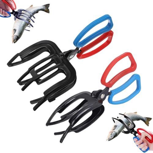 Jinnagltu 2 Pcs Fish Gripper Set With 2 Claw/3 Claw Fishing Grippers Metal Fishing Pliers Gripper Control Clamp Multifunctional Fish Grabber Tool For Most Freshwater Fish cover