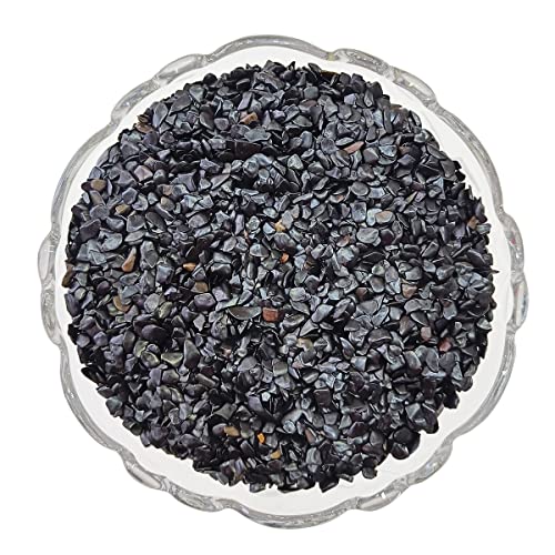 Image of Healing Crystal Chips for Vastu Natural Black Agate Chips Stone 50 Gm Black Agate Crystal Stone Chips Dust Raw Rough Stone for Reiki Healing Meditation