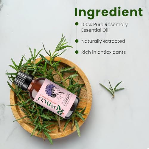 Image of Romyco Rosemary Essential Oil 30ml for Hair Growth Strong Shiny Long Hair | 100% Undiluted Natural | Therapeutic Grade | Aromatherapy Diffuser