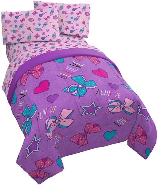 Nickelodeon Jojo Siwa Dream Believe 5 Piece Full Bed Set - Includes Reversible Comforter & Sheet Set - Super Soft Fade Resistant Polyester - (Official Nickelodeon Product)