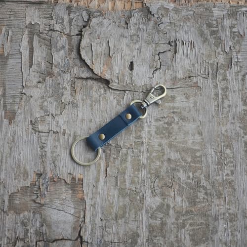 Image of JJNUSA Genuine Leather Keychain Walnut Leather Key Holder Mens Belt Key Chain Ring Fob