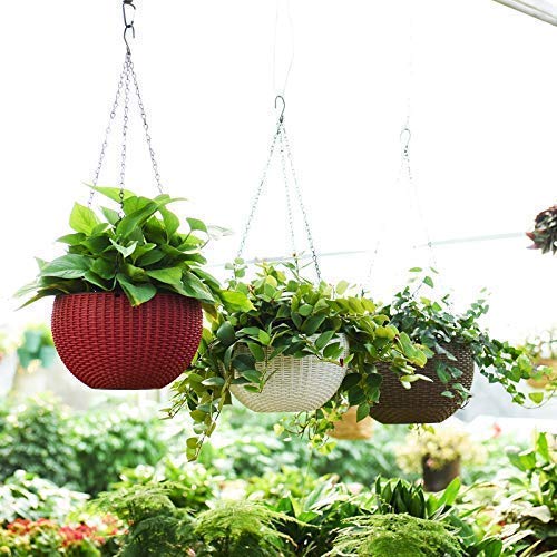 Shree Parshva NATURE WITH BEAUTY 3 PCS Hanging Baskets Rattan Waven Flower Pot Plant Pot with Hanging Chain for Houseplants Garden Balcony Decoration in Multicolor (Daimeter-8" Inch) (B08SQJN2NY) Amazon Price History, Amazon Price Tracker