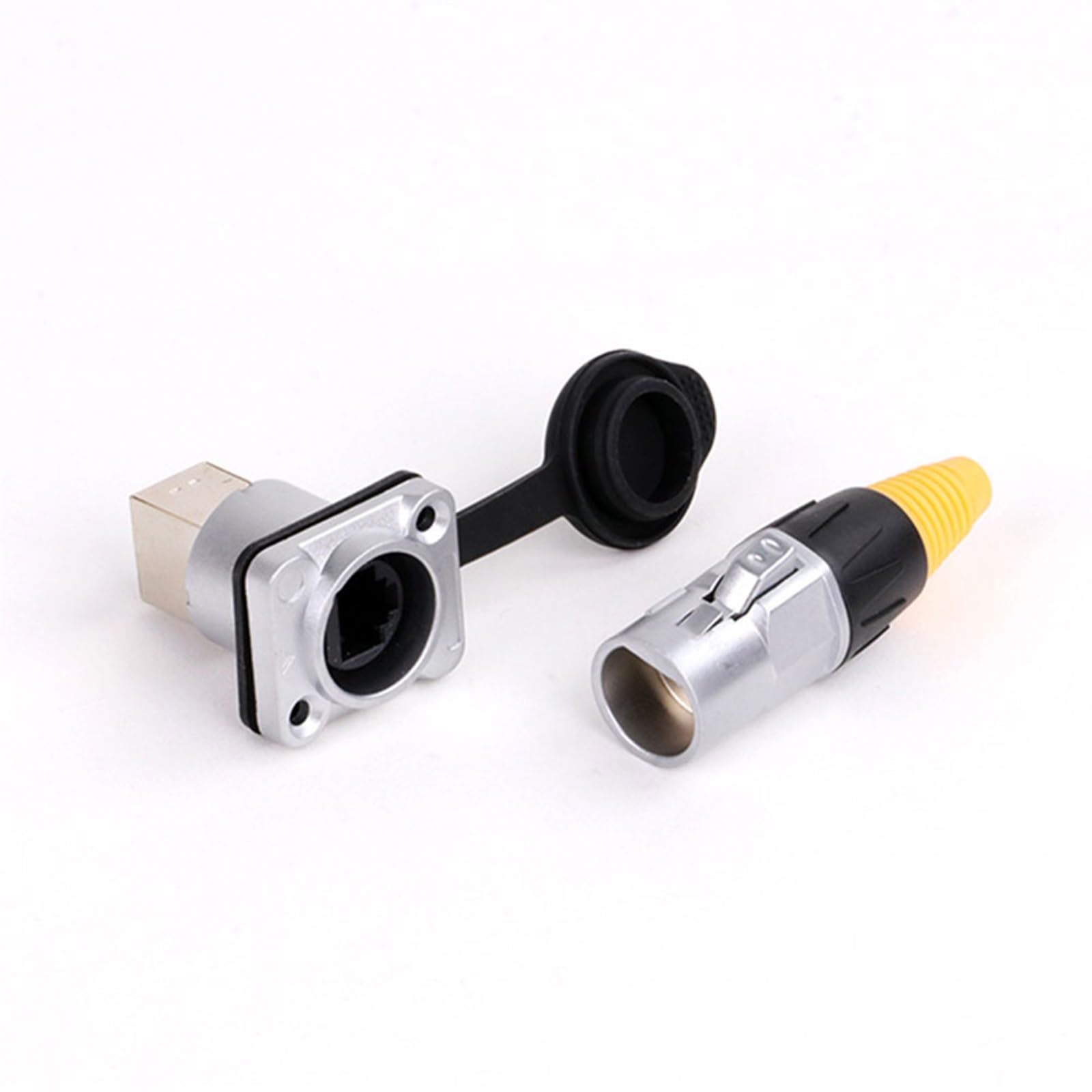 10 sztuk/partia metalowa osłona RJ45 RJ-45 sieć CAT wtyczka męska żeńskie gniazdo podwozie złącze do montażu na panelu (5xA1030 5xA1031)