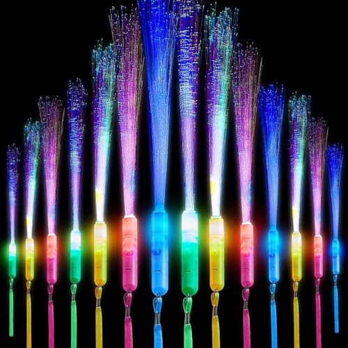10 PCS Fiber Optic Wands Kids Party Favors Stuffers LED Light Up Glow Sticks Glow in The Dark Party Supplies Glow In The Dark Sticks Party Supplies Set LED Flashing Light Sticks Light Up Toys