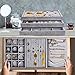 VIEFIN Jewelry Organizer Jewelry Box, Earring Organizer Ring Bracelet Holder Jewelry Case, Velvet Stackable Necklace Jewelry Gift Boxes Dishes Display Trays Closet Storage For Girls- Set Of 3, Grey