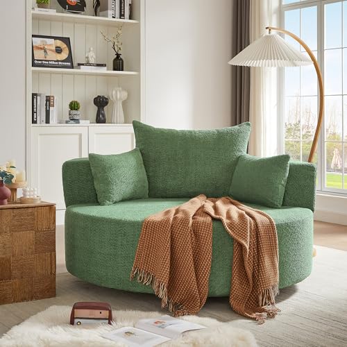Sillón con base giratoria 360° y tapizado chenille verde miniatura 3